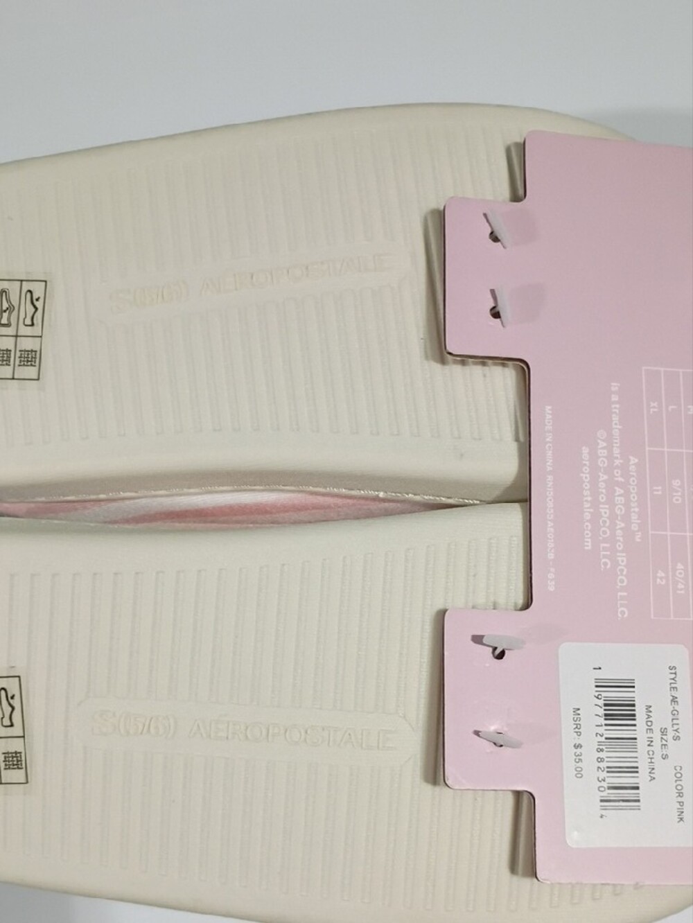 Aeropostale Pink & White Striped Teddy Bear Slippers - SIZE Small 5-6 NWT - Picture 4 of 6